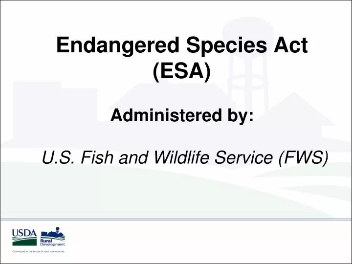 endangered species act esa administered by u s fish and wildlife service fws
