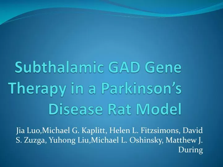 subthalamic gad gene therapy in a parkinson s disease rat model