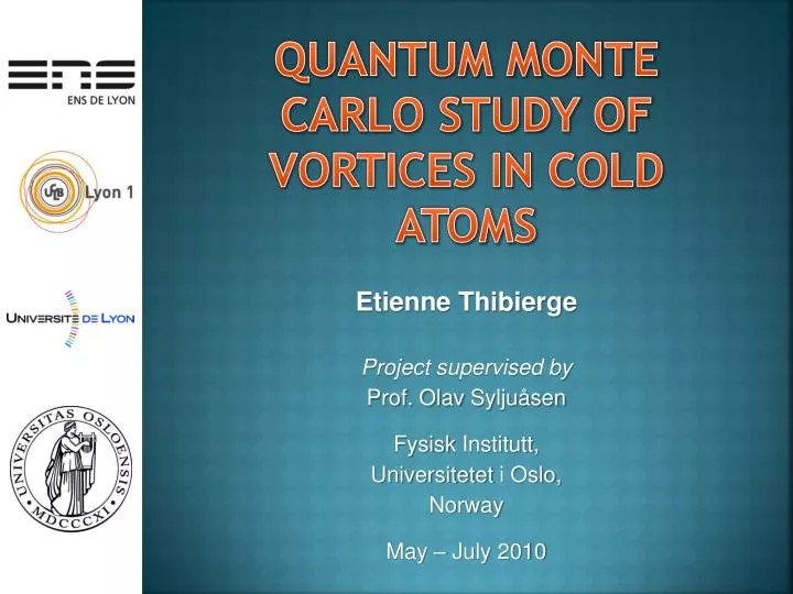 quantum monte carlo study of vortices in cold atoms