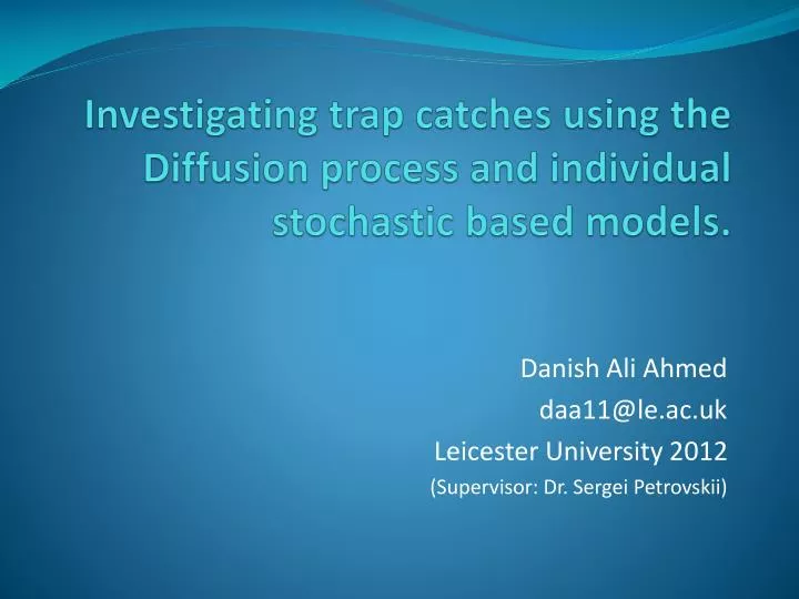 investigating trap catches using the diffusion process and individual stochastic based models