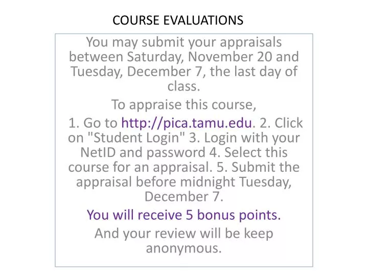 course evaluations