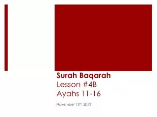 Surah Baqarah Lesson # 4B Ayahs 11-16