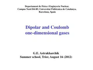 Dipolar and Coulomb one-dimensional gases