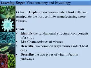Learning Target : Virus Anatomy and Physiology