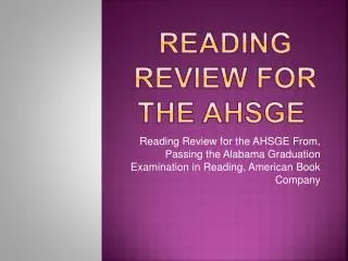 Reading Review for the AHSGE