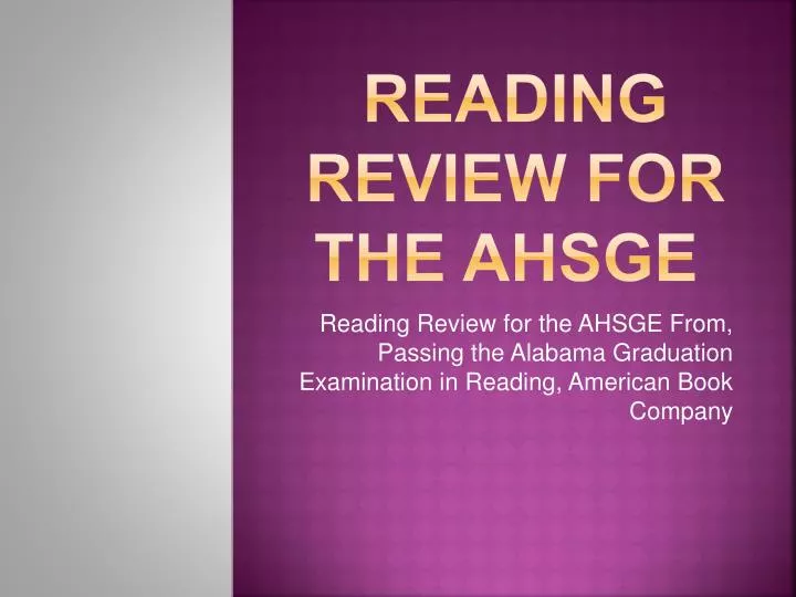 reading review for the ahsge