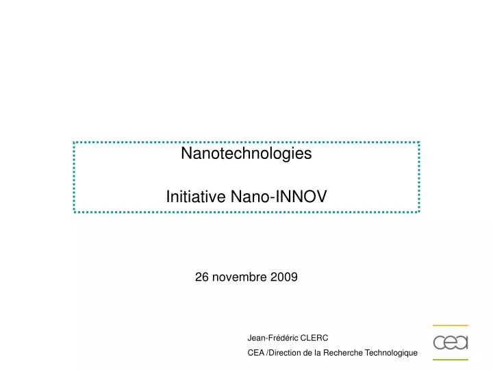 nanotechnologies initiative nano innov
