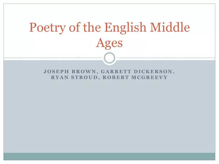 poetry of the english middle ages