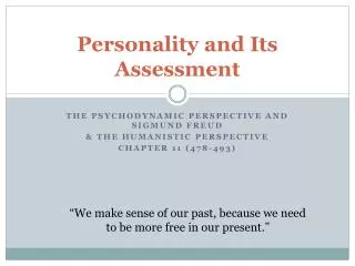 Personality and Its Assessment