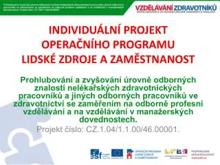 individu ln projekt opera n ho programu lidsk zdroje a zam stnanost