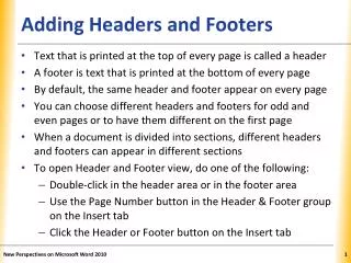 Adding Headers and Footers