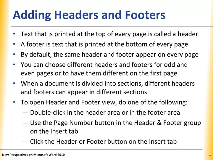 adding headers and footers