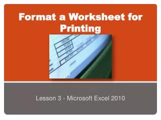 Format a Worksheet for Printing