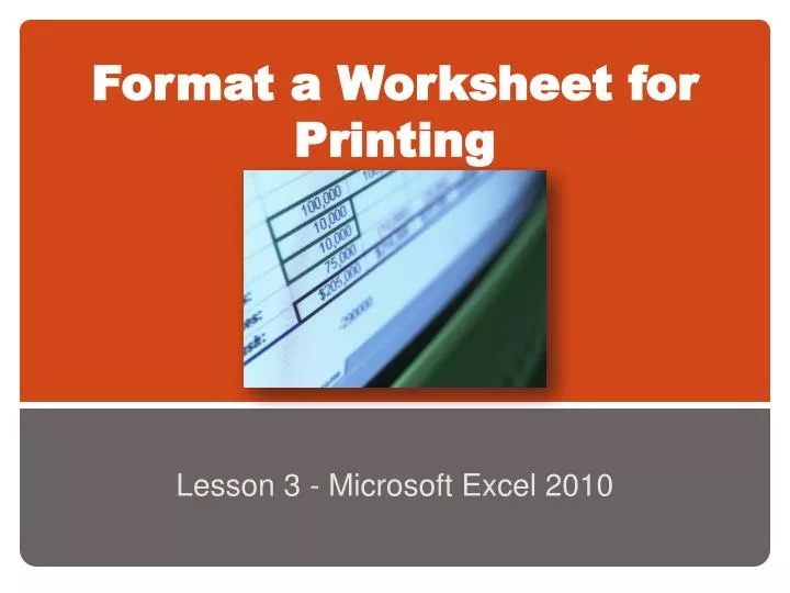 format a worksheet for printing