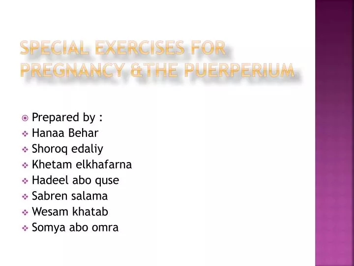 special exercises for pregnancy the puerperium