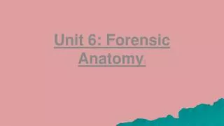 Unit 6: Forensic Anatomy :