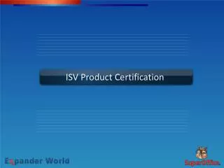 ISV Product Certification