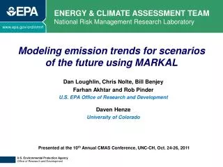 Modeling emission trends for scenarios of the future using MARKAL