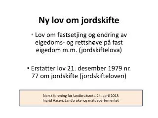 ny lov om jordskifte