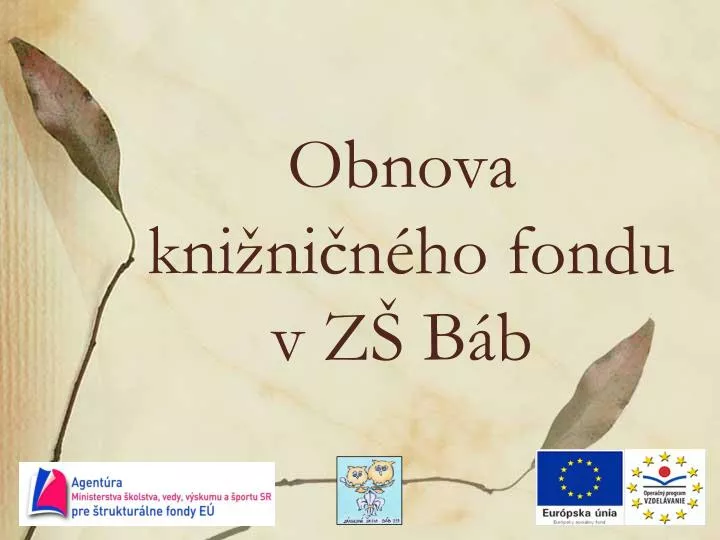 obnova kni ni n ho fondu v z b b