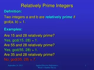 Relatively Prime Integers