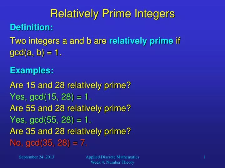 relatively prime integers
