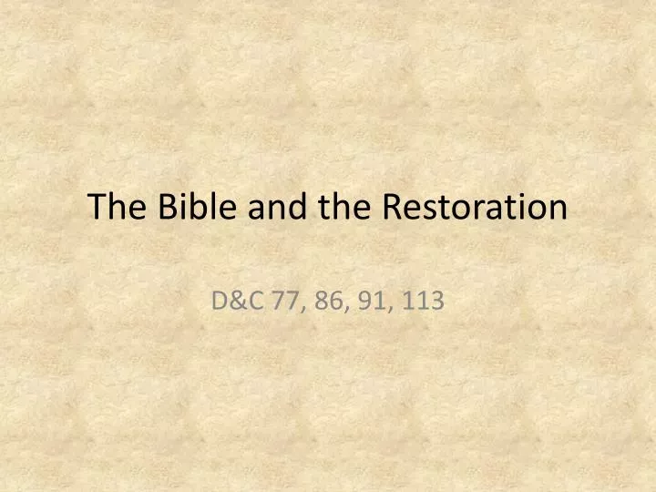 the bible and the restoration