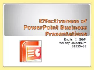 Effectiveness of PowerPoint Business P resentations