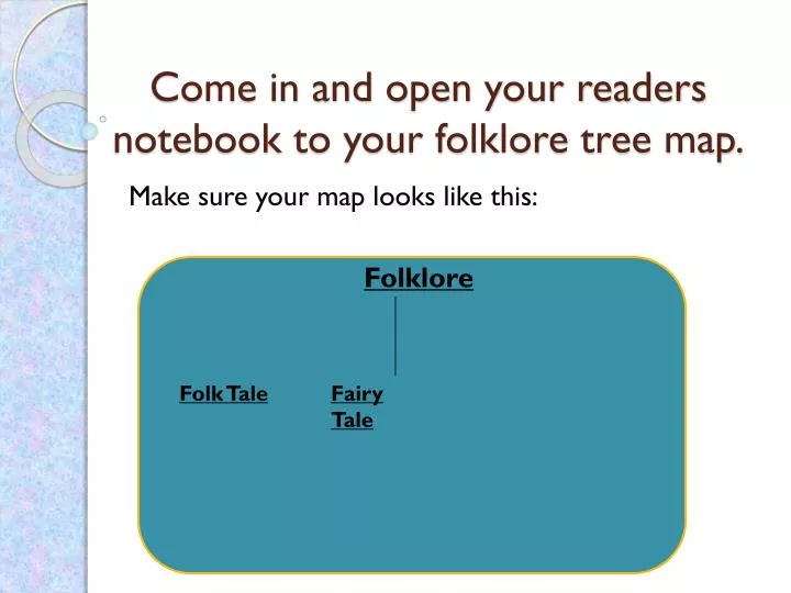 come in and open your readers notebook to your folklore tree map