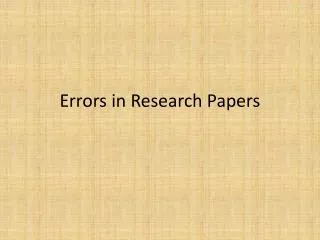 Errors in Research Papers