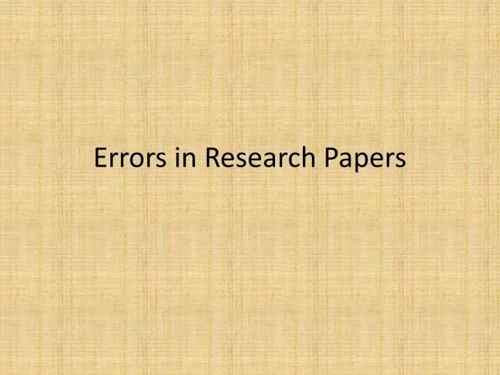 errors in research papers