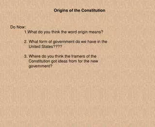 Origins of the Constitution