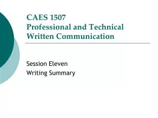 CAES 1507 Professional and Technical Written Communication