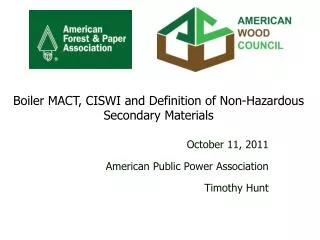 October 11, 2011 American Public Power Association Timothy Hunt