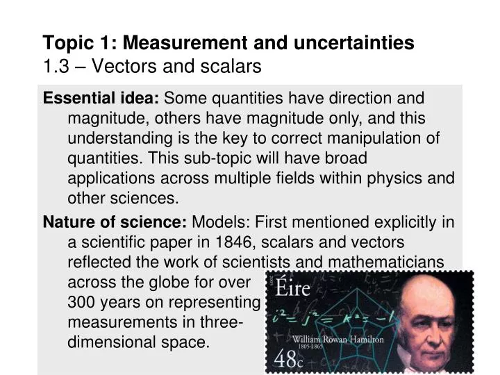 topic 1 measurement and uncertainties 1 3 vectors and scalars