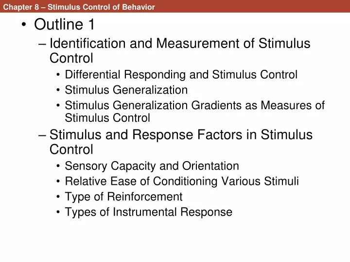 chapter 8 stimulus control of behavior