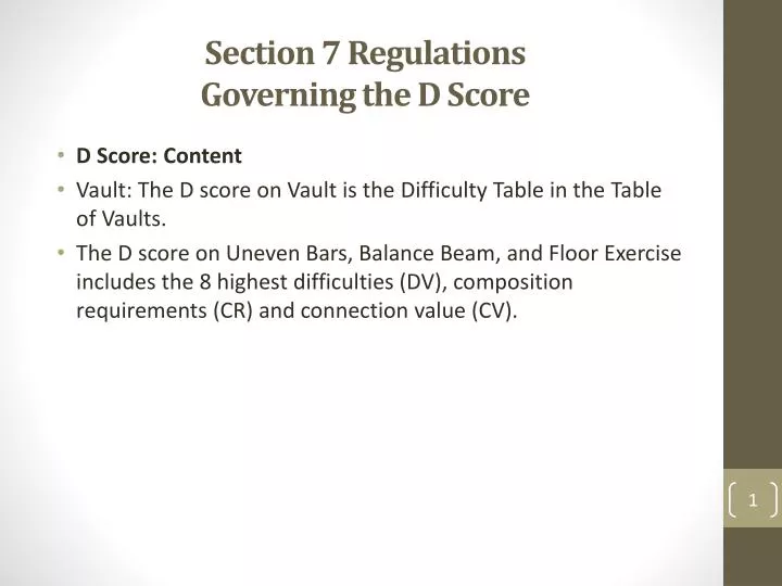 section 7 regulations governing the d score