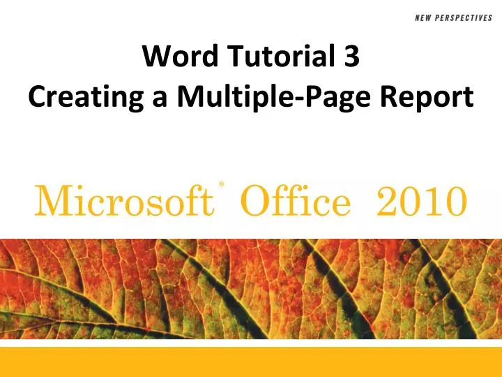 word tutorial 3 creating a multiple page report