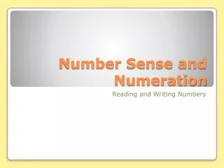 number sense and numeration