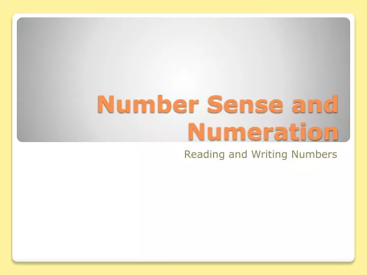 number sense and numeration