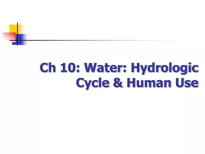 ch 10 water hydrologic cycle human use