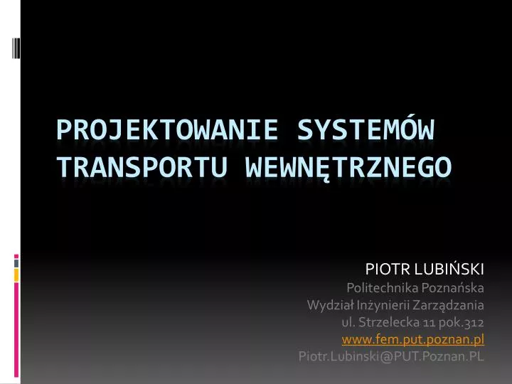 projektowanie system w transportu wewn trznego