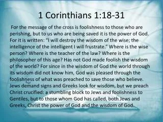 1 corinthians 1 18 31