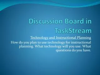 Discussion Board in TaskStream
