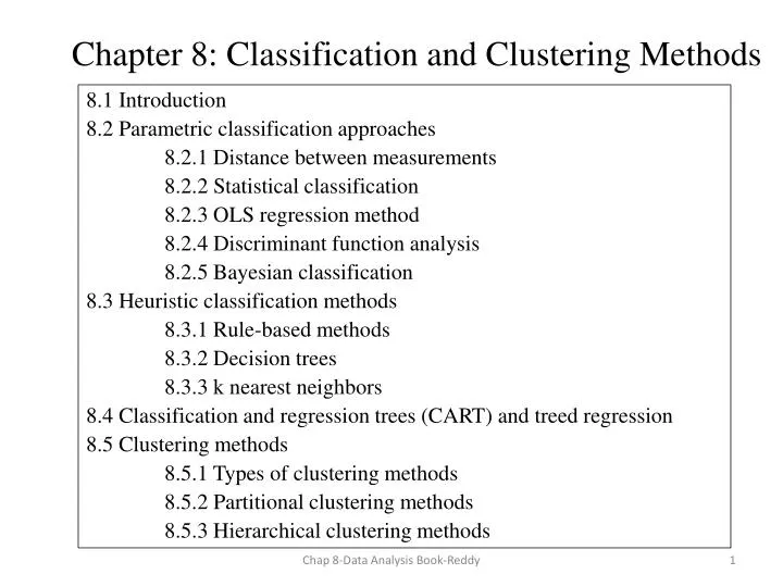 chapter 8 classification and clustering methods