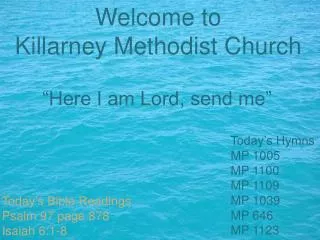 Welcome to Killarney Methodist Church