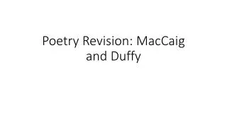 Poetry Revision: MacCaig and Duffy