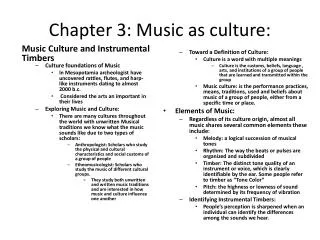 Chapter 3: Music as culture: