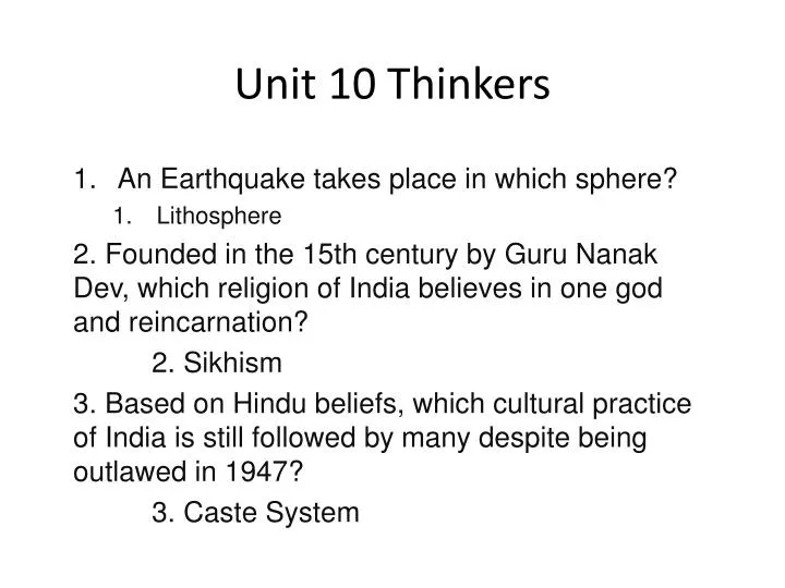 unit 10 thinkers