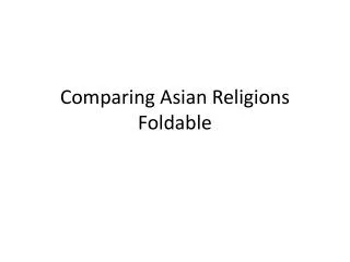 Comparing Asian Religions Foldable